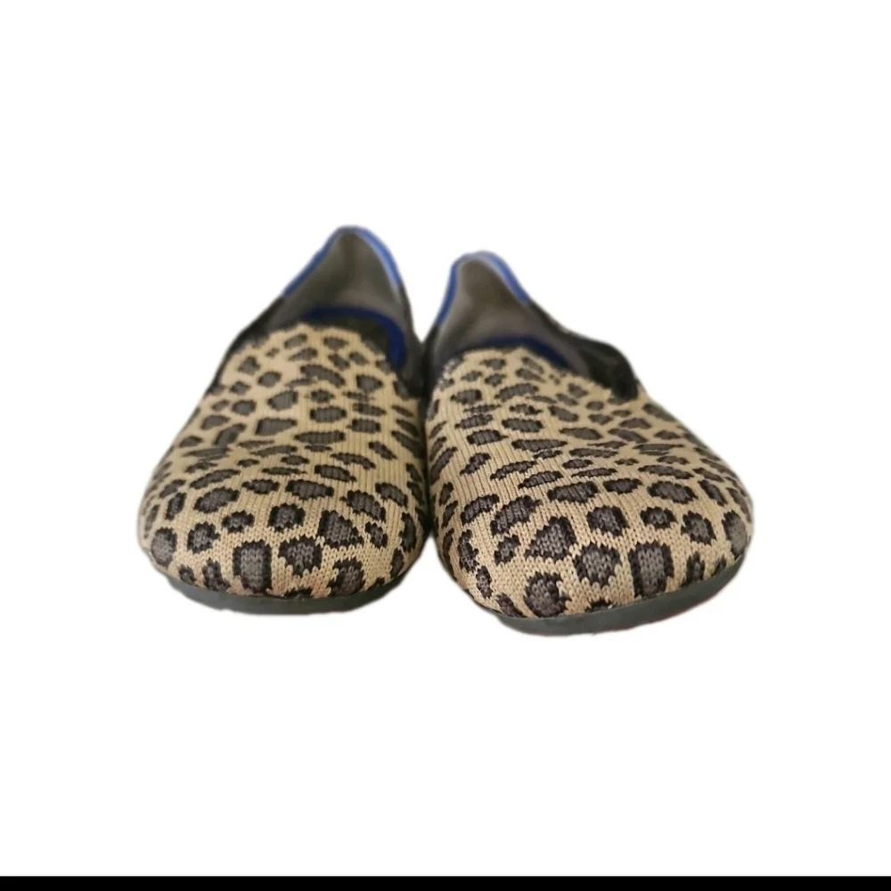 Rothy's Kids Leopard Slip-On Flats with Blue Trim